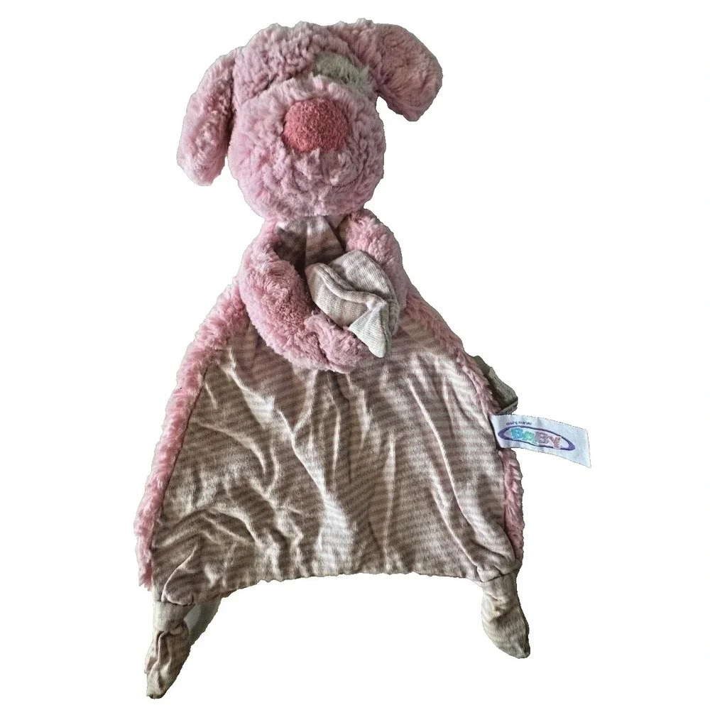 Mary Meyer Dog Pink Security Blanket Plush Stripes Knotted 12 in Lovey